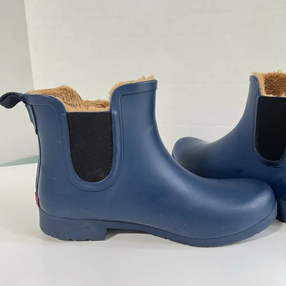 Chooka Women's Size 10 Delridge Chelsea Waterproof Plush Lined Rain Boots Blue